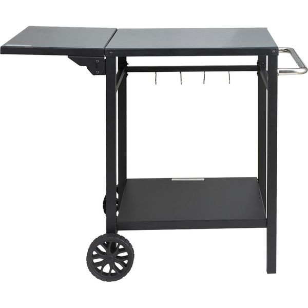 Vevor Carrello Di Servizio Carrello Da Cucina 97,2 X 64 X 75,5 Cm Carrello Da Pranzo Per Barbecue All'aperto Con Doppio Ripiano, Tavolo Mobile Da Barbecue Per La Preparazione Dei Cibi, Piano In Ferro Multifunzionale Nero-image