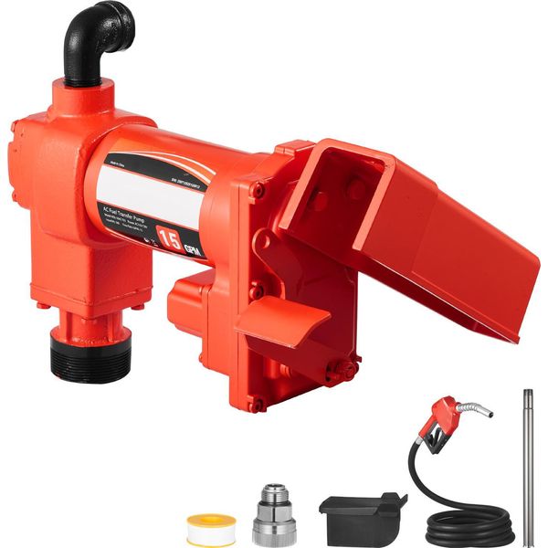 Succebuy Pompa Elettrica Per Carburante, 230V Ac, Pompa Di Travaso Diesel, 57L/Min, Con Chiusura Automatica Dell'ugello, Tubo Di Mandata, Adatta Per Miscele Di Benzina, Paraffina, Biodiesel Ed Etanolo-image