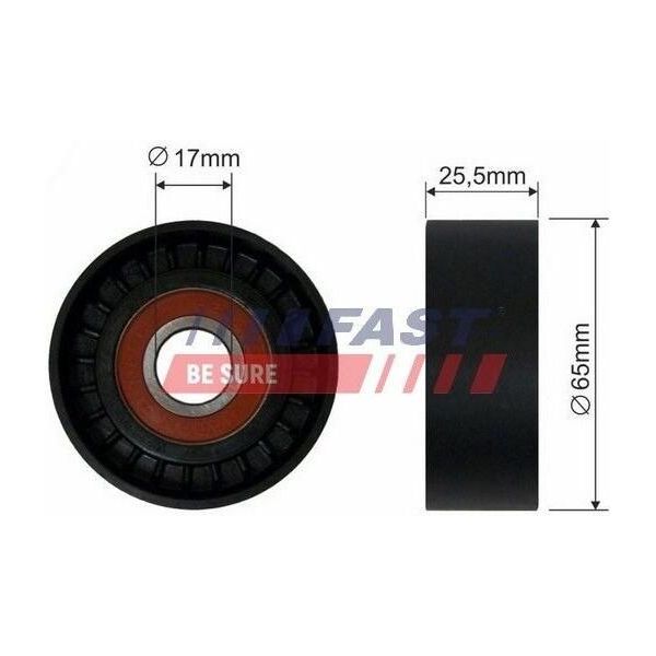 Fast FT44540 - Oe 51758385 Spannrolle, Keilrippenriemen FüR 159 (939), Brera (939), Giulietta (940), Mito (955), Spider (939), Bravo, Croma, Doblo, Ducato, Freemont, Punto, Linea, Sedici, Stilo, Astra H, Combo (X12), Combo Tour (X12), Signum (Z03), Vectra C (Z02), Zafira B-image