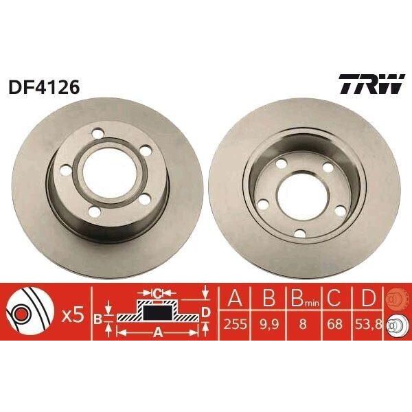Trw DF4126 - Disco Freno Oe 4B0 615 601 A Per A6 (4B)-image
