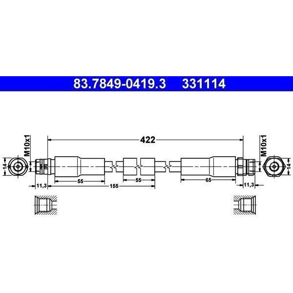 Ate 83.7849-0419.3 - Tubo Freno Oe 3D0 611 701 C Per A8 (4E), A8 (400), Phaeton (3D)-image
