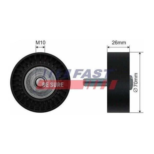 Fast FT44530 - Oe 51758383 Umlenkrolle, Keilrippenriemen FüR 159 (939), Brera (939), Giulietta (940), Mito (955), Spider (939), 500L (351, 352), Bravo, Croma, Doblo, Ducato, Punto, Linea, Palio, Sedici, Siena, Astra H, Combo (X12), Combo Tour (X12), Signum (Z03), Vectra C (Z02), Zafira B-image
