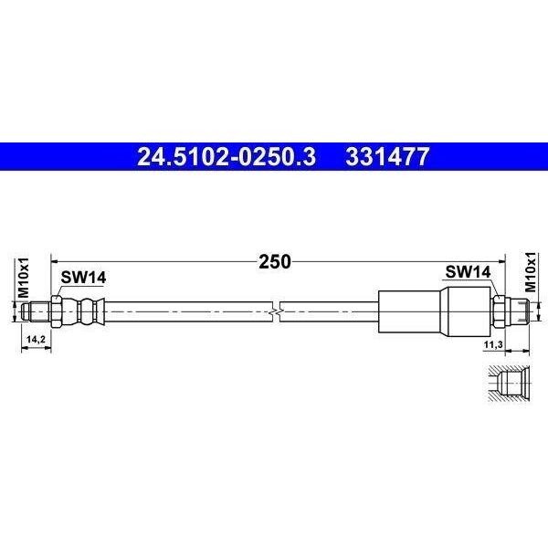 Ate 24.5102-0250.3 - Tubo Freno Oe 4D0 611 775 B Per A8 (4D)-image