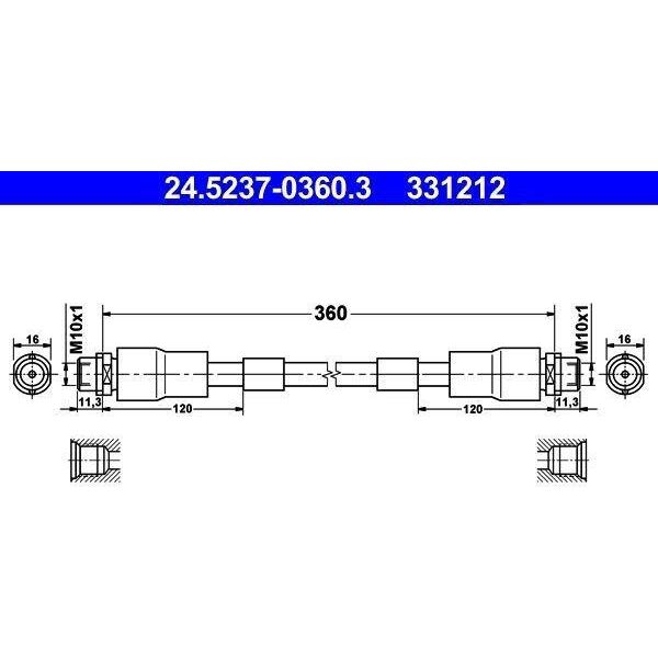 Ate 24.5237-0360.3 - Tubo Freno Oe 4D0 611 707 D Per A8 (4D), Passat (3B)-image