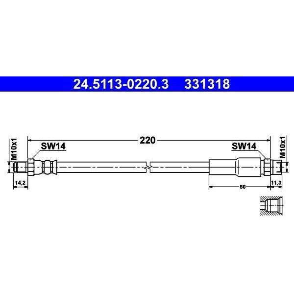 Ate 24.5113-0220.3 - Oe 443 611 775 F Tubo Freno Per A4 (8D)-image
