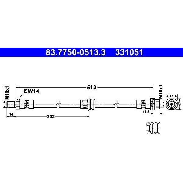Ate 83.7750-0513.3 - Tubo Freno Oe 34 30 3 411 444 Per X3 (E83)-image
