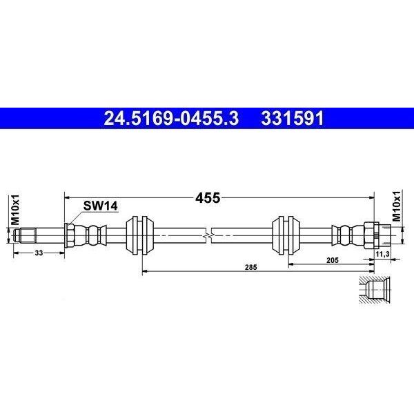 Ate 24.5169-0455.3 - Oe 34 30 6 798 466 Tubo Freno Per Serie 1 (F40), Serie 2 (F45), Serie 2 (F44), Serie 2 (F46), X1 (F48), X2 (F39), (F55), (F56), Cabriolet (F57), Clubman (F54), Countryman (F60)-image