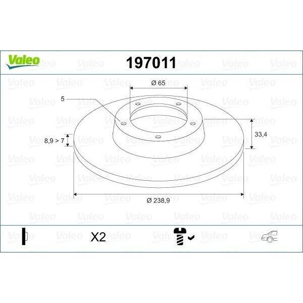 Valeo 197011 - Oe 1J0615601D Disco Freno, Asse Posteriore Per A3 (8L), Tt (8N), Octavia I (1U), Bora (1J), Golf Iv (1J)-image