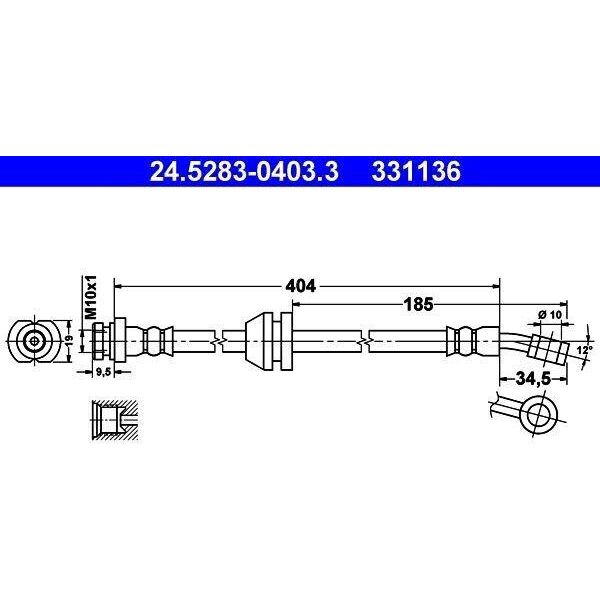 Ate 24.5283-0403.3 - Tubo Freno Oe 96518629 Per Matiz (M200, M250), Spark-image