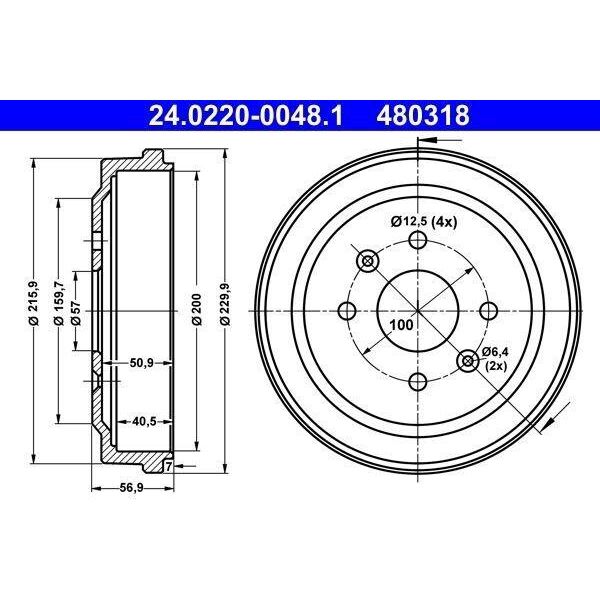 Ate 24.0220-0048.1 - Oe 96470999 Tamburo Del Freno Per Aveo (T250, T255), Spark (M300)-image