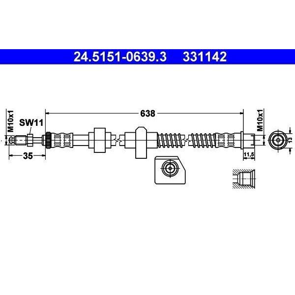 Ate 24.5151-0639.3 - Tubo Freno Oe 4806 K3 Per C5 Iii (Rd), C5 Iii (Rw), C6 (Td), 407, 407 Sw (6D, 6E), 508 (8D), 508 (8E)-image
