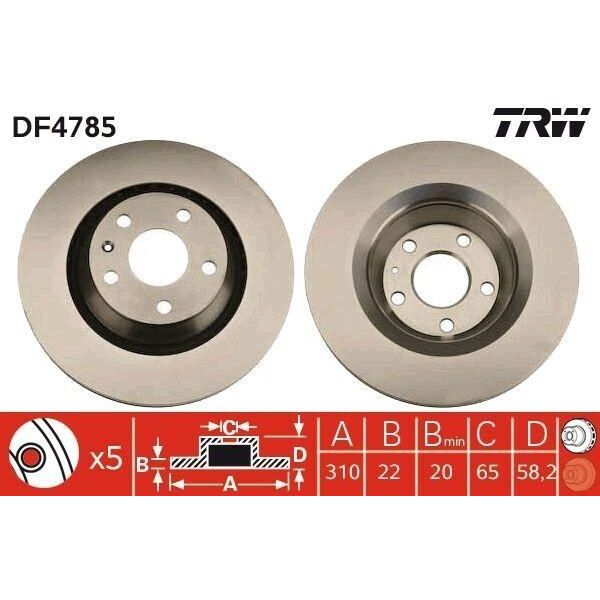 Trw DF4785 - Disco Freno Oe 8J0 615 601 A Per Tt (8J)-image