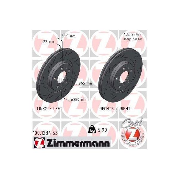 Zimmermann 100.1234.53 - Disco Freno Per A3 (8L), Leon (1M1), Toledo Ii (1M2), Octavia I (1U), Bora (1J), Golf Iv (1J), New Beetle-image