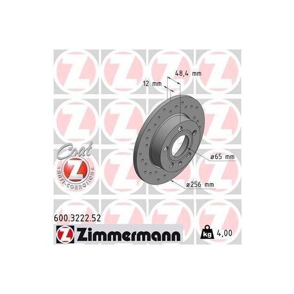 Zimmermann 600.3222.52 - Disco Freno Per A3 (8P), Altea (5P), Octavia Ii (1Z), Superb Ii (3T), Scirocco, Caddy Iii (2C, 2K), Golf Plus (5M), Golf V (1K), Golf Vi, Jetta Iii (1K2), Touran (1T)-image