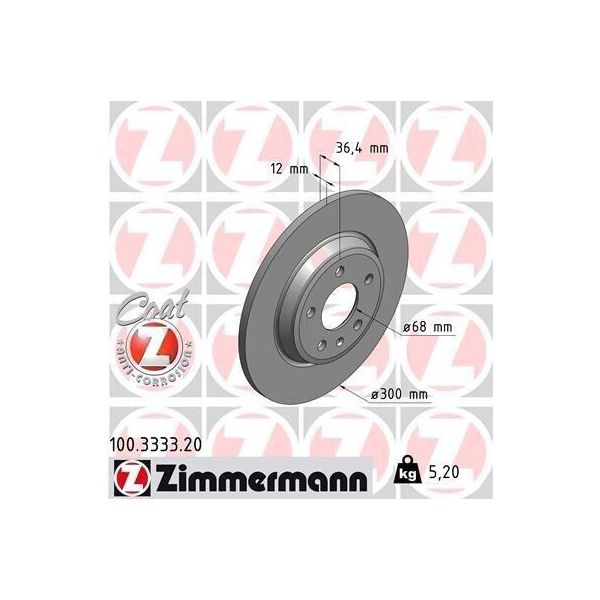 Zimmermann 100.3333.20 - Disco Freno Per A4 (8K), A5 (8T), A5 (8F), A5 (F5), A6 (4G), A7 (4G), Q5 (8R), Q5 (Fy)-image