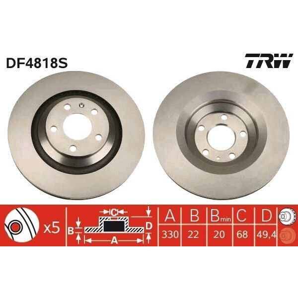 Trw DF4818S - Disco Freno Oe 4F0 615 601 D Per A6 (4F)-image