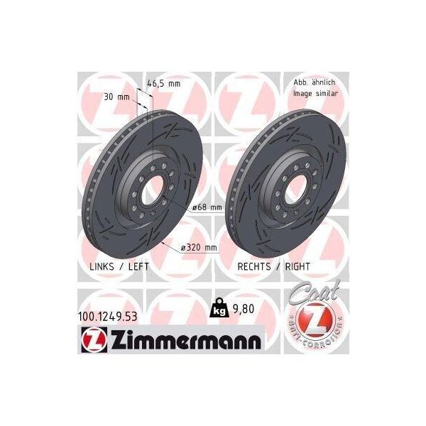 Zimmermann 100.1249.53 - Disco Freno Per A4 (8D), A4 (8H), A4 (8E), A6 (4B), Exeo (3R)-image