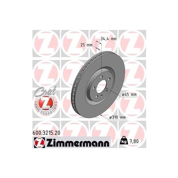 Zimmermann 600.3215.20 - Disco Freno Per A1 (8X), Ibiza (6J, 6P), Polo (6C, 6R), Polo (AE1, AW1, BZ1)-image