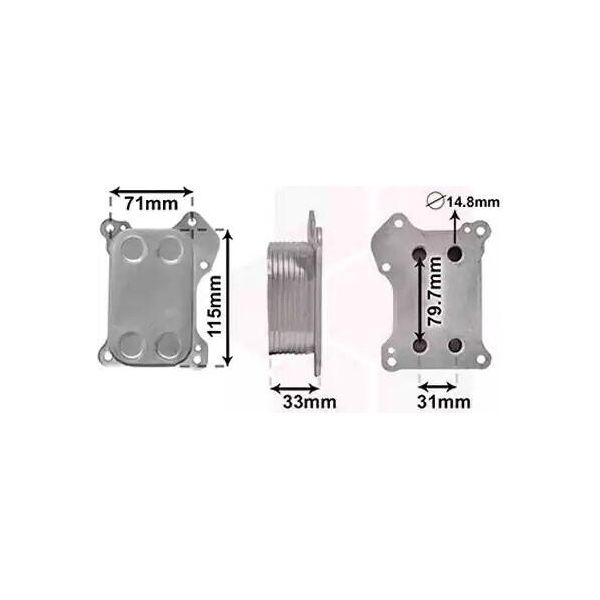 Van Wezel 37013701 - Radiatore Olio Oe 55183548 Per Mito (955), Doblo, Punto, Idea, Astra H, Corsa D (S07)-image