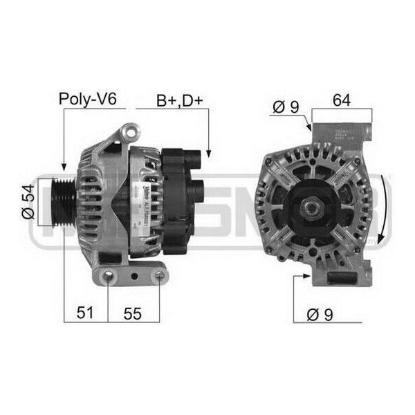 Era 210406A - Alternatore Oe 46823546 Per Mito (955), 500 (312), Doblo, Fiorino, Punto, Idea, Linea, Panda, Qubo, Siena, Strada, Ka (RU8)-image