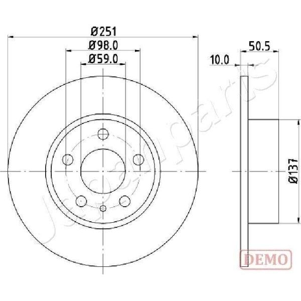 Japanparts DP-0202C - Oe 60569164 Bremsscheibe Per 147 (937), 156 (932), 164, Bravo, Stilo, Linea, Multipla-image