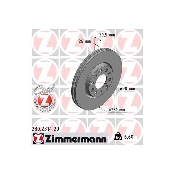 Zimmermann 230.2314.20 - Disco Freno Per Giulietta (940), 500X (334), Renegade-image