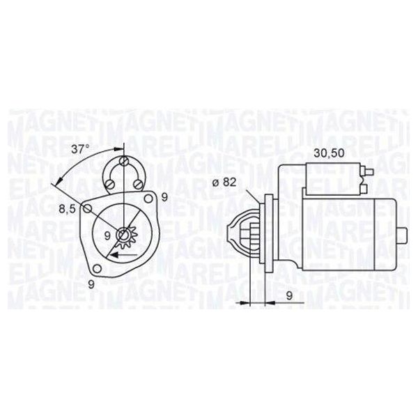 Magneti Marelli 063721045010 - Motorino Di Avviamento, Starter Per Gt (937), 166 (936), 159 (939), 156 (932), 147 (937), 146 (930), 145 (930), Strada, Stilo, Sedici, Punto, Multipla, Marea, Doblo, Croma, Bravo, Brava-image