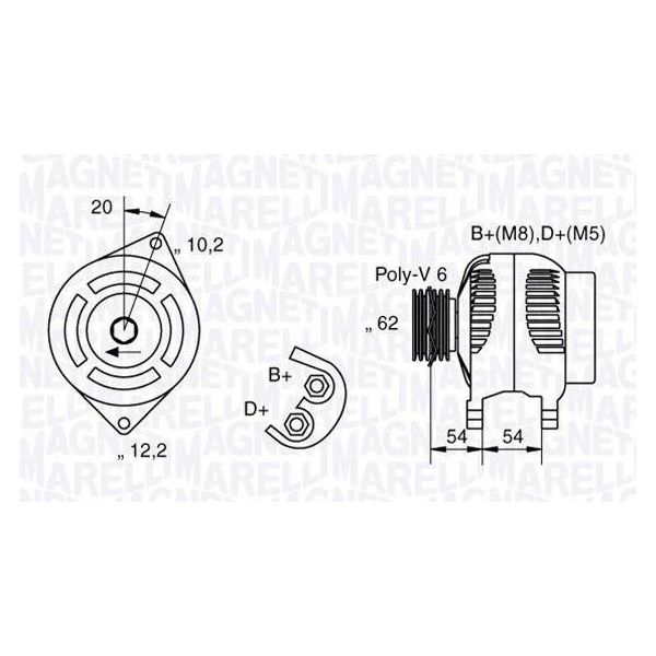 Magneti Marelli 063321729010 - Alternatore Per Spider (916), Gtv (916), 166 (936), 156 (932), 155 (167), 147 (937), 146 (930), 145 (930), Strada, Stilo, Punto, Palio, Multipla, Marea, Doblo, Coupe 175, Bravo, Brava, Barchetta-image