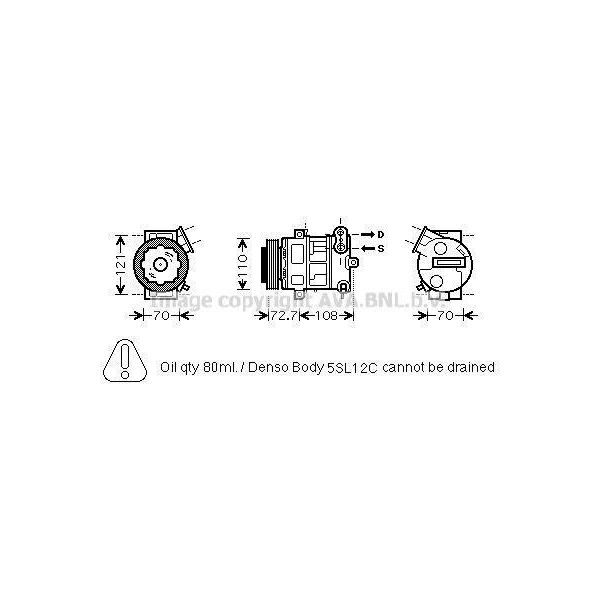Prasco OLK419 - Compressore Aria Condizionata Oe 55702161 Per Punto, Doblo, Corsa D (S07)-image