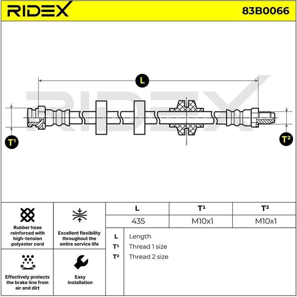 Ridex 83B0066 - Tubo Freno Oe 46454003, Asse Anteriore Per Spider (916), Bravo, Marea, Stilo-image