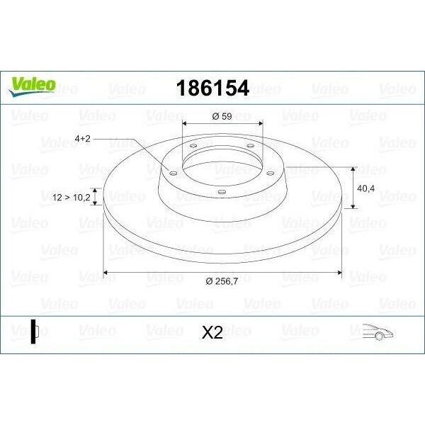 Valeo 186154 - Oe 60808872 Disco Freno, Asse Anteriore Per 145 (930), 146 (930), 155 (167), 500 (312), Brava, Bravo, Marea, Panda, Punto, Tipo-image