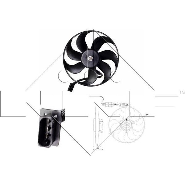 Nrf 47064 Ventola Radiatore Oe 1C0959455C Compatibile Con Polo 9N, Polo 6N, New Beetle, Lupo, Golf Iv, Fox, Bora, Roomster, Octavia, Fabia, Toledo, Leon, Ibiza, Cordoba, Arosa, Tt, A3 8L-image