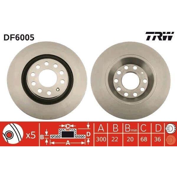 Trw DF6005 - Oe 8E0 615 601 R Disco Freno Per A4 (8E), A4 (8H)-image