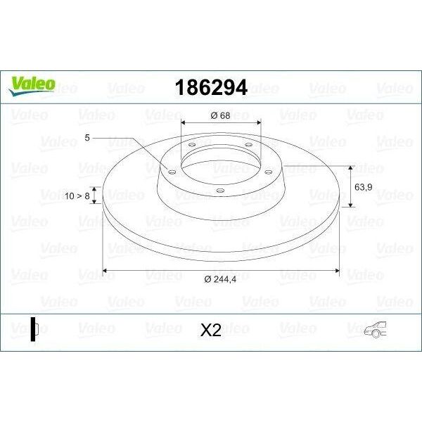 Valeo 186294 - Oe 4A0615601A Disco Freno, Asse Posteriore Per A6 (4A), A6 (4B), Superb I (3U), Passat (3B)-image
