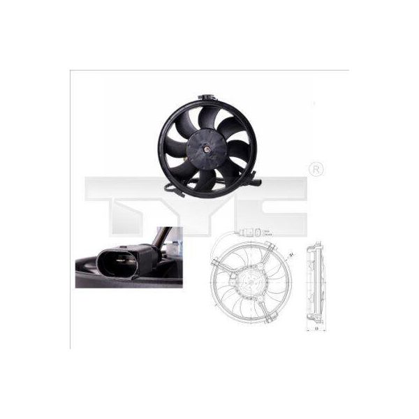 Tyc 802-0002 - Ventola Radiatore Oe 8D0959455P Per A6 (4B), A8 (4D), A4 (8D), Superb I (3U), Passat (3B)-image