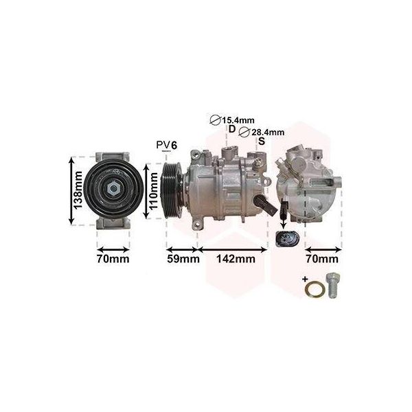 Van Wezel 0300K401 Condizionatore D'aria Compressore Climatizzatore R134A Per Audi A4 Avant (8K5, B8) Q5 (8RB) A4 Berlina (8K2, B8) A4 Allroad (8KH, B8)-image