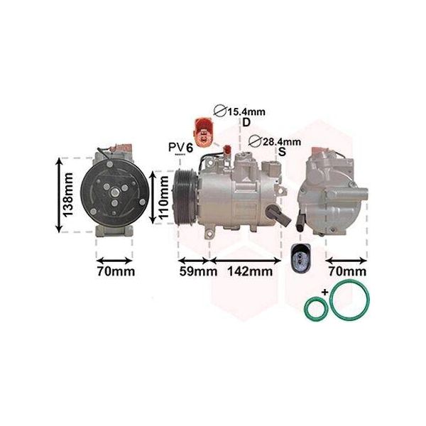 Van Wezel 0300K402 - Compressore Aria Condizionata Oe 8T0260805F Per A4 (8K), A5 (8T), A5 (8F), Q5 (8R)-image