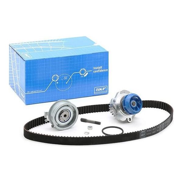 Skf Vkmc 01113-2 Pompa Dell'acqua + Set Cinghia Dentata Oe 06A109119B Compatibile Con Alhambra, Cordoba, Ibiza, Fabia, Octavia, Superb, Bora, Caddy, Golf Iv, Golf V, Jetta, Multivan V, New Beetle, Passat 3B, Sharan, Touran, Transporter V-image