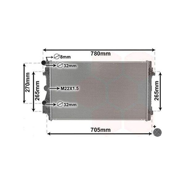 Van Wezel 76002021 - Oe 6R0121253H Radiatore, Raffreddamento Motore Per A1 (8X), Ibiza (6J, 6P), Toledo Iv (KG3), Fabia Ii (54), Polo (6C, 6R)-image
