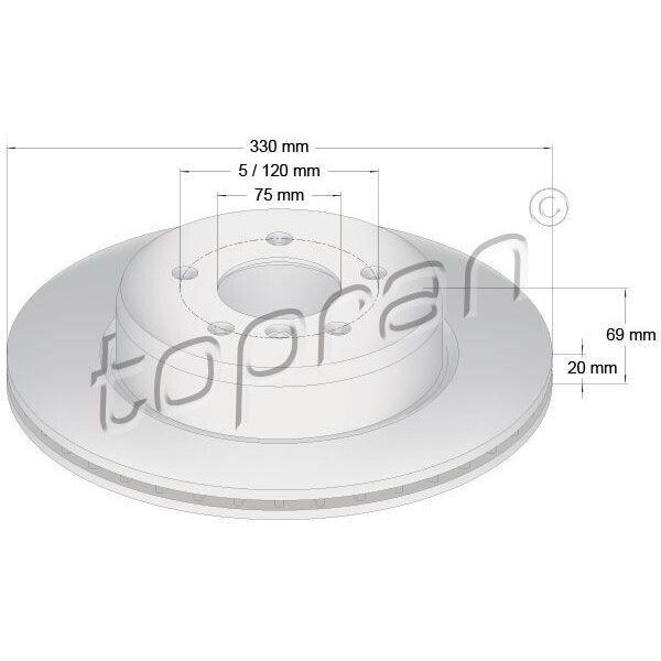 Topran 502 006 - Oe 3421 6 775 287 Disco Freno, Asse Posteriore Per Serie 5 (F11), Serie 5 (F10)-image