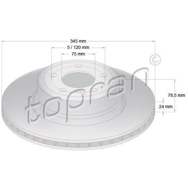 Topran 502 105 - Oe 3421 6 771 971 Disco Freno, Asse Posteriore Per X5 (E70), X5 (F15, F85), X6 (E71), X6 (F16)-image