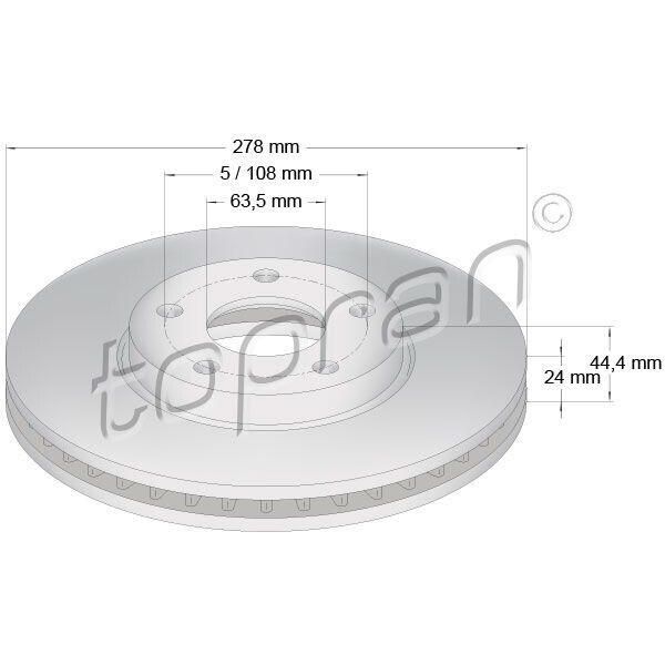 Topran 302 248 - Oe 2T141125CB Disco Freno, Asse Anteriore Per Tourneo Connect, Transit Connect-image