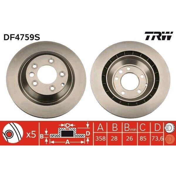 Trw DF4759S - Disco Freno Oe 7L8 615 601 D Per Q7 (4L), Cayenne (92A), Cayenne (9PA), Touareg (7L)-image