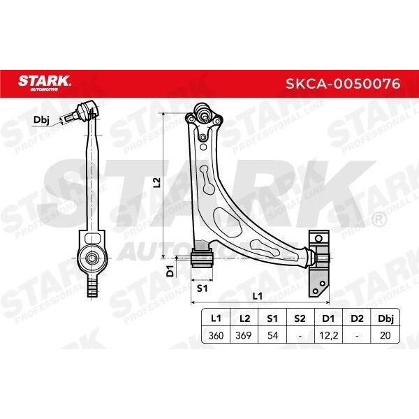 Stark SKCA-0050076 - Braccio Di Controllo Oe 1K0407152AC Per A3 (8P), Altea (5P), Leon (1P1), Toledo Iii (5P2), Octavia Ii (1Z), Superb Ii (3T), Yeti (5L), Caddy Iii (2C, 2K), Eos (1F), Golf Plus (5M), Golf V (1K), Golf Vi, Jetta Iii (1K2), Scirocco, Touran (1T)-image