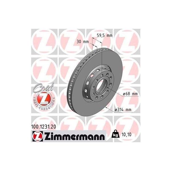 Zimmermann 100.1231.20 - Disco Freno Per A6 (4A), A8 (4D)-image