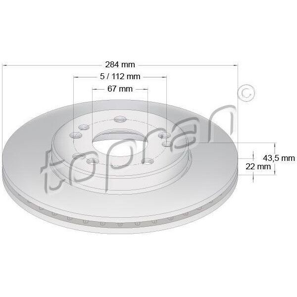 Topran 400 845 - Oe A124 421 16 12 Disco Freno, Asse Anteriore Per Classe E (W124), Classe E (S124), Classe E (C124), Classe E (A124)-image