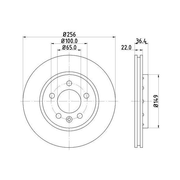 Hella 8DD 355 106-751 - Disco Freno Oe 8L0615601 Per A3 (8L), Tt (8N), Leon (1M1), Toledo Ii (1M2), Octavia I (1U), Bora (9M), Bora (1J), Golf Iv (1J), New Beetle-image