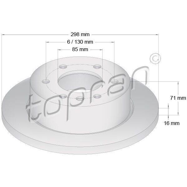 Topran 111 654 - Oe A906 423 00 12 Disco Freno, Asse Posteriore Per Sprinter (W906), Crafter (2F), Crafter (2E)-image