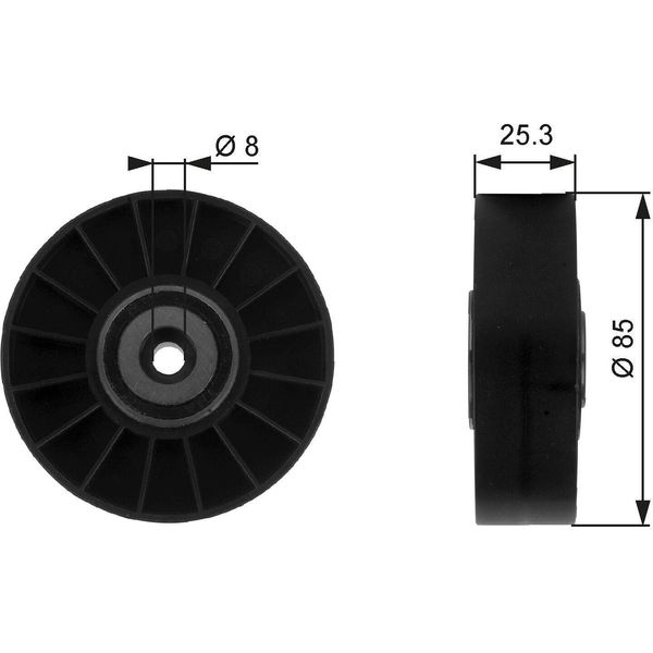 Gates T38093 - Puleggia Folle Oe 077903341, Cinghia Multipla Con Nervatura A V Per A8 (4D), A6 (4B), A6 (4A)-image