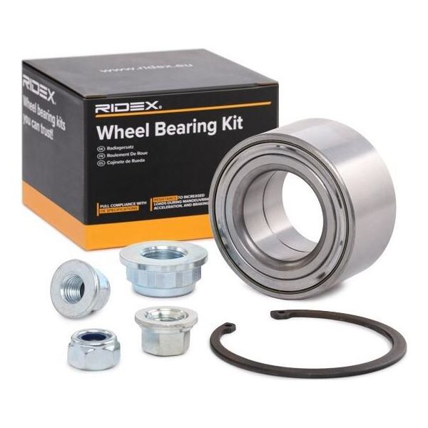 Ridex 654W0004 - Radlagersatz FüR A3 (8L), Tt (8N), Alhambra (7V), Cordoba (6K), Cordoba (6L), Ibiza (6K), Ibiza (6L), Inca (6K), Leon (1M1), Toledo Ii (1M2), Fabia I (6Y), Felicia (6U), Octavia I (1U), Octavia Ii (1Z), Bora (9M), Bora (1J), Caddy Ii (9K), Caddy Iii (2C, 2K), Golf Iv (1J), Golf V (1K), Lupo (6E1, 6X1), New Beetle, Passat (3B), Polo (6N), Polo (6V), Sharan (7M)-image